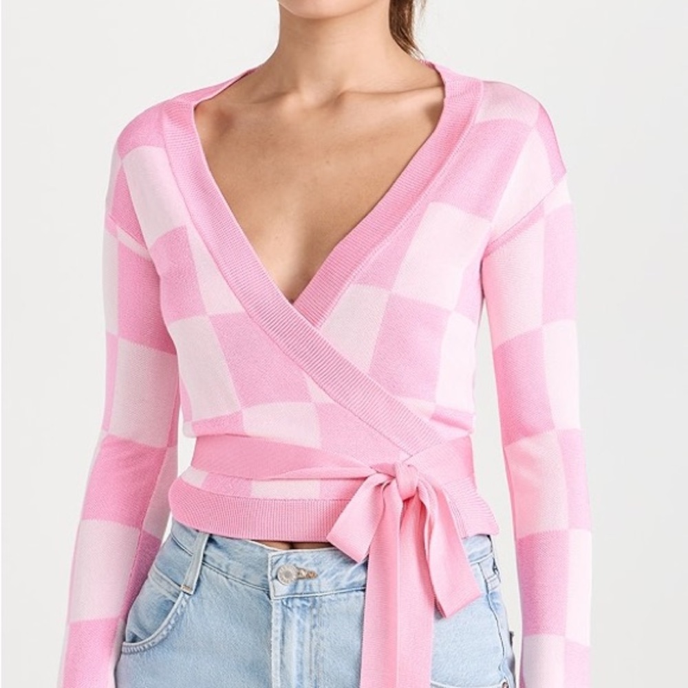 STINE GOYA Pink V-Neck Wrap Sweater